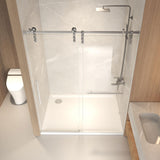 AMAPO 60 * 76 Brushed Nickel Frameless Shower Door - 8mm Tempered Glass, Corrosion-Resistant Stainless Steel Tracks, Suitable for Hotel-Style Bathrooms, Boutique Apartments, and Modern Home