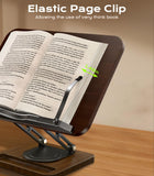 LOXP Ergonomic Book Stand for Reading, 360° Rotating Holder with Page Clip