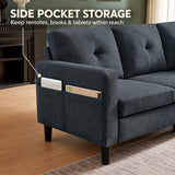 Pingliang 80-Inch Convertible Sectional Sofa with Ottoman, Dark Gray