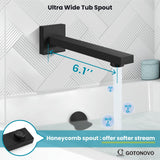 gotonovo Shower System with Tub Spout Wall Mounted Rain Shower Head and Handle Combo Shower Faucet Set with Valve, 10 Inch, Matte Black