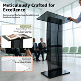 Acrylic Podium Stand, 47" Church Pulpit with Double Storage Shelves, 12mm Ultra-Thickened Clear Lectern for Teacher Classroom