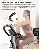 Pooboo Folding Exercise Bike, Foldable Fitness Stationary Bike, Upright Indoor Cycling Bike, 4-in-1 Magnetic X-Bike with Ergonomic Handrail Grips, Upgraded Mesh Backrest for Home Gym Workout
