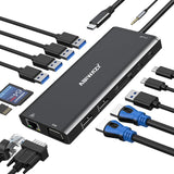 USB C Docking Station Dual Monitor Triple Display Hub Multiple Adapter
