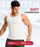 Nebility Compression Shirt Men Tank Top Compression Undershirt Mens Shapewear Body Shaper Waist Trainer Tummy Control Vest, White - Medium