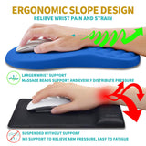 Hokafenle 2 in 1 Ergonomic Mouse Pad Wrist Support & Wrist Rest for Computer Keyboard Set, with Relieve Carpal Tunnel Pain Massage Bulge and Full Memory Gel Design (2In1 Set, Dg Blue)