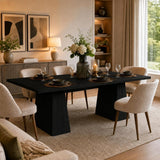 Dining Table for 6-8 People, Farmhouse Dining Table, 71 in Long Kitchen Tables with Wooden Sturdy Legs