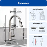 Touchless Kitchen Faucet with Pull Down Sprayer Single Handle Kitchen Faucets Smart Motion Sensor Stainless Steel Brushed Nickel Sink Faucet WEWE