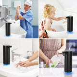 Automatic Hand Soap Dispenser Touchless: Foaming Soap Dispenser Stainless Steel - Free Touch Electric Soap Dispenser Rechargeable with Sensor for Bathroom, Commercial (Black)