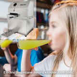 HQHAOTWU Sugarcane Juicer Electric Sugarcane Press Desktop Sugarcane Ginger Sorghum Stalk Press Sugarcane Juice Extractor 3 Stainless Steel Rollers Juice Press Machine 300Kg/H with 2 Knives 110V