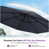 PURPLE LEAF Patio Outdoor Umbrella 11 Feet Round for Pool Grey