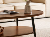 Saint Mossi Modern Coffee Table for Living Room, Mid-Century Oval Wood Coffee Table, Double Layer Center Table for Small Space, D47xW23.6xH15, Espresso