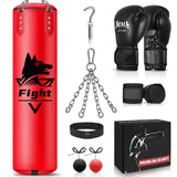 4FT Hanging Punching Bag for Adults, Super PU Leather Boxing Training Equipment Heavy Bag with 12OZ MMA Gloves, Unfilled Kicking Bag Boxing Set for Training Karate Kickboxing Muay Thai YORWHIN