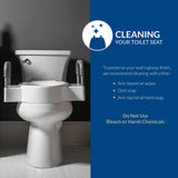 Bemis Rise 4.5" Raised Toilet Seat with Support Handles, Hinges Never Loosen, Fits Round and Elongated