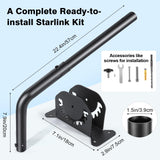 Starlink Mount with Extension-Adjust Angle Without Disassembly Tube Gen 3 Roof Mount Wall/Ceiling Mounting Kit Compatible with Starlink Standard 4/4X/V3（Black）