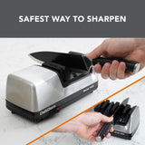 Chef'sChoice 15XV Professional Electric Knife Sharpener with Durable Metal Housing & 100-Percent Diamond Abrasives and Precision Angle Guides for Straight Edge and Serrated Knives, 3-Stage, Metallic