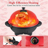 Giantex Electric Grill Outdoor, 1200W Electric BBQ Grills Outdoor Cooking with Lid & Thermometer, Nonstick Griddle, Drip Tray, 2-in-1 Freestanding & Tabletop Grill for Apartments Backyard Party, Red