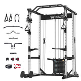 MAJOR FITNESS Drone1 Power Cage - Multi-Function Power Rack for Home Gym, Squat Rack, Cable Crossover System, for Strength Training, Heavy-Duty Steel Construction (D1AW Power cage only, Silver)