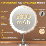 DEXHOM Professional 8" Large Lighted Makeup Mirror with Brighter Lights, 1X/10X True HD Magnifying Mirror with 3 Color Dimmable Lights, 92 Shadowless LEDs, 360°Swivel Seamless Vanity Mirror, Chrome