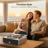 High-Fidelity Bluetooth Record Player with Speakers All-in-One Turntable for Vinyl Records Featuring AT-3600L Cartridge, Belt Drive, 2-Speed (33/45 RPM) Perfect for Music Lovers & Audiophiles