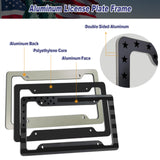 BGGTMO American Flag License Plate Frames- 2 Pack Black Grey Patriotic USA Aluminum Car Tag Holder Cover for Front Rear, with Screws Caps