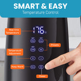Double Wall Cool Touch Electric Tea Kettle, Glass Exterior, Real Time Temperature, Digital Touch-Screen | Black Elite Gourmet