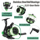 Tripquips Fishing Rod, 2PCS Telescopic Fishing Rod and Reel Combo with Fishing Pliers and Lip Gripper, Pre-Loaded Spinning Reel Combo Set, Fishing Pole with Carrier Bag Fishing Gear(Blue & Green) Tripquips