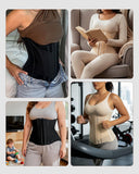 Waist Trainers for Women for Daily Wear, Faja Body Shaper Corset with Tummy Control for Workouts, Postpartum Recovery, and Yoga Sessions — Breathable and Supportive Black