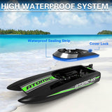 volantexrc Remote Control Boats for Pools and Lakes 20+MPH AtomicXS High Speed RC Boat for Adults Toy Boat Gifts with 2 Batteries & Reverse Function (795-5 Black)
