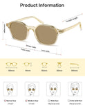 SOJOS Retro Square Polarized Sunglasses Womens Men SJ2674 Champagne