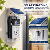 Wireless Video Doorbell Camera with Chime, WiFi & Solar Charging Rain Cover