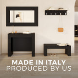 Mobili Fiver, Easy, Extendable Console Table with Extension Leaves Holder, 17.7(120.1) x35.4 in, Ashwood Black, Made in Italy
