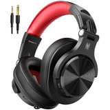 Over Ear Headphones, Wireless Headphones w/ 72H Playtime, Hi-Res, 3.5mm/6.35mm Wired Audio Jack - Red OneOdio