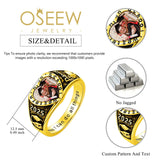 Oseew 2027 Custom Photo Graduation Ring for Women High School (Yellow Gold)