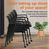 Stacking Office Chair with Wheels, Mesh Back Waiting Room Guest Chairs