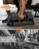 Rendpas Adjustable Dumbbells Set of 2, 1-Sec Adjustable Weights Dumbbells Set, 10 in 1 Dumbbell Set with Anti-Slip Texture Handle, Weight Set For Home Gym Suit both Men and Women