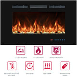 VINEMOUNT 48'' Electric Fireplaces Inserts, Recessed & Wall-Mounted Fireplace Heater with Thermostat, Multicolor Flames,Timer, Log & Crystal, 750/1500W, Black