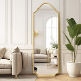 WallBeyond Arched Full Length Mirror Wall Mounted, 70"x24" Gold Metal Frame Full Body Mirror for Bedroom, Living Room, Hanging or Leaning Against Wall Full Size