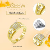 Oseew Round Cut Moissanite Rings Wedding for men Hip Hop Iced Out Luxury Men's Moissanite Ring sterling silver/ 10k 14k 18k gold Cross Design (yellow gold)