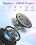 ssouwao Bluetooth Shower Speaker, IP67 Waterproof Portable Speakers with Suction Cup, Lights Show, Built-in Mic, Mini Speaker for Bathroom Travel Pool Beach, Gift Ideas for Christmas