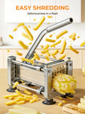 FOHRER French Fry Cutter, Professional Manual Potato Slicer for Potatoes with 3 Heavy Duty Stainless Steel Blades (1/2, 3/8, 1/4 Inch) (Sliver)