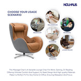 NOUHAUS Heated Classic Massage Chair Full Body and Spot Massaging Recliner with Ottoman, Bluetooth Speaker, in-Chair Charger. Portable Shiatsu Body Massager Chair (Caramel, Leather)
