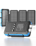 Kepswin Solar Charger Power Bank 49800mAh with 4 Built-in Cables & 3 Foldable Panels, PD22.5W Fast Portable Phone Charger, External Battery Pack with USB-C in/Output & Flashlight for Outdoor Camping