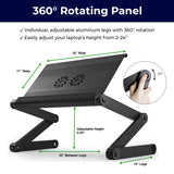Executive Adjustable Laptop Stand for Desk w/2 Fans & 3 USB Ports, Ergonomic Foldable Laptop Holder Uncaged Ergonomics