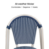 PURPLE LEAF French Bistro Dining Chairs Set of 2, White Finish, Deep Blue