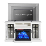 LUXOAK 59" Fireplace TV Stand with 3-Sided Glass Electric Fireplace