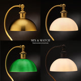 O’Bright Heritage - Banker’s Floor Lamp, 3-Level Touch Dimming, Adjustable Tilt Shade, Removable Lampshade Design, E26 Socket with 6W Dimmable LED Bulb, Green Glass Shade, Antique Brass