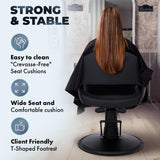 Buy-Rite Cleo Salon Chair for Professional Salons & Barbershops, Vinyl Upholstery, Seamless Seat for Easy Cleaning, Premium Comfort, Heavy-Duty Frame, Round Base, YLG-376-STD