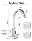 AOLIHAN Touchless Bathroom and Kitchen Sink Faucet Commercial Public Automatic Motion Sensor Faucet with Deck Plate and Temperature Mixer,Battery or Plug-in Powered,1 Hole or 3 Hole,Chrome