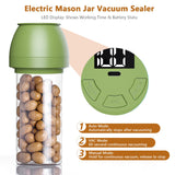 FUTUREZEN Electric Mason Jar Vacuum Sealer for Regular & Wide Mouth Canning Jars, Automatic Sealing Machine Kit for Food Storage & Fermentation, Mouth Mason Jar Lids, Bottle Opener, USB-C Cable, Green