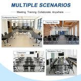 QXYXSM Folding Conference Table, Conference Room Table with Wheels, Flip Top Mobile Training Table, Modular Rolling Meeting Tables for Training Room, Seminar(6, Dark Black, 47.2in